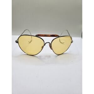 Vintage Aviator Driving Glasses Yellow Lens Shooter Style Riding Bow Temples 40s